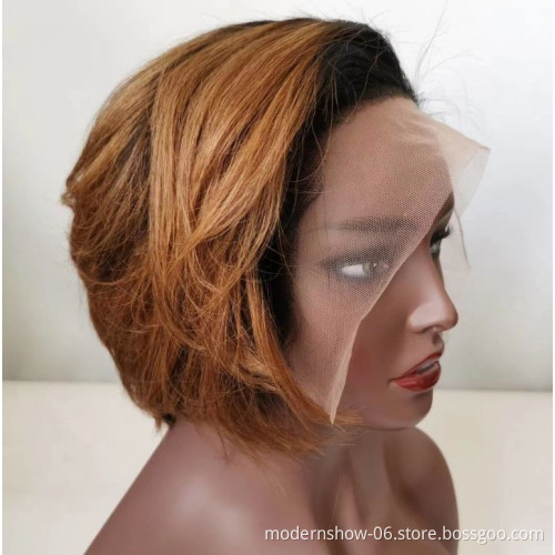 Short Pixie Cut Lace Frontal BOB Wig Pink Color, 100% Virgin Remy Pre-Plucked Lace Front Human Hair Wigs For Black Women